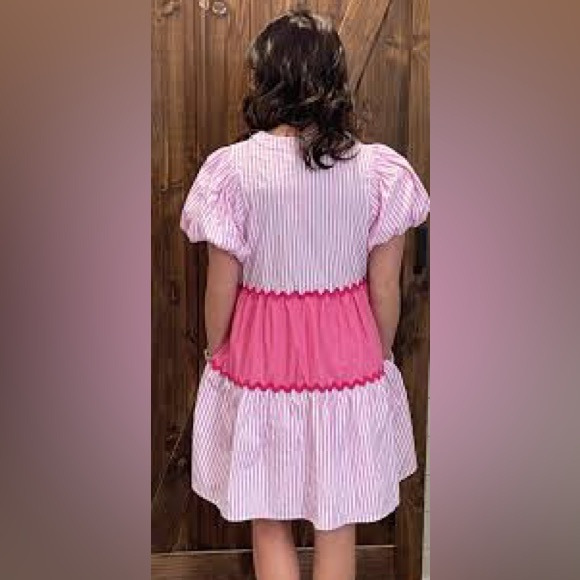 Entro Pink and White Striped Kids Dress Size M - Picture 2 of 16